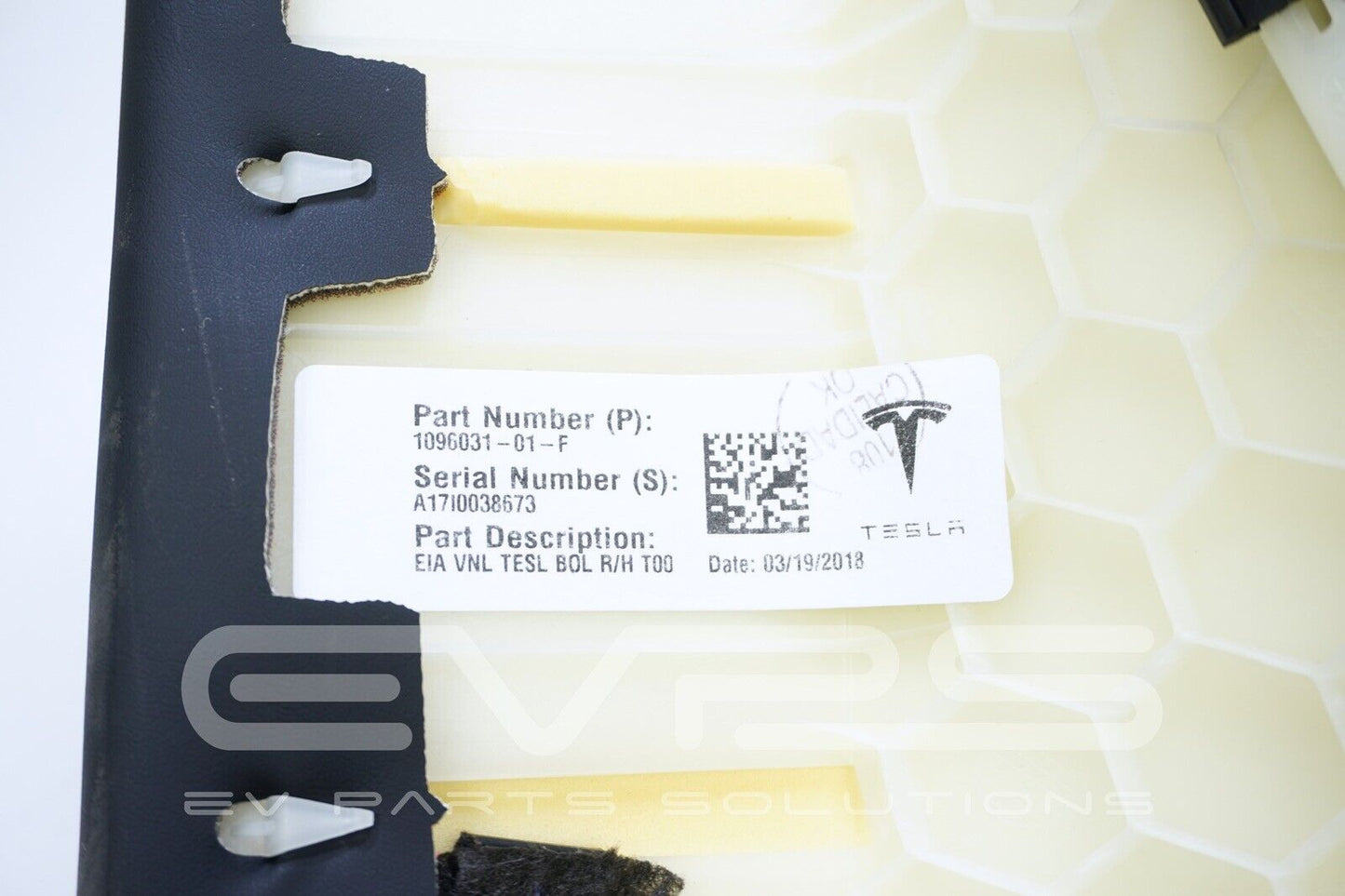 Tesla Model 3 2017-2022 OEM Right Hand Second Row Bolster Pad 1096031-01-F